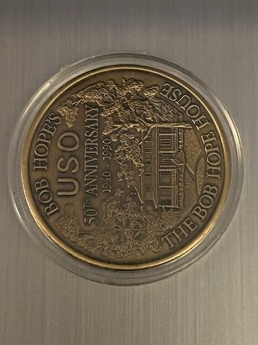 BOB HOPE'S  USO HOUSE  BRONZE    MEDAL,   50th ANNIVERSARY  1990 - Uncirculated. - Picture 8 of 8