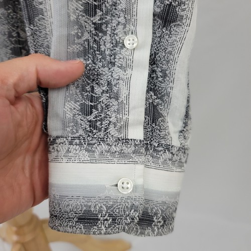 Zanella Men's Floral & Striped Shirt Gray Button Up Large Superb - Picture 8 of 11
