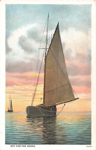 Postcard Sailboat Off For The Banks WB - Picture 1 of 2