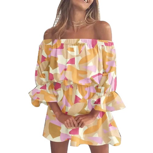 Bardot Top Shoulder Dress Summer Beach / Mini Off Sundress Holiday The Ladies - Picture 5 of 27