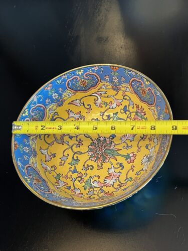 Chinese Porcelain Famille Rose Plate Bowl Set Middle of Qing Dynasty Yellow Blue - Picture 9 of 19
