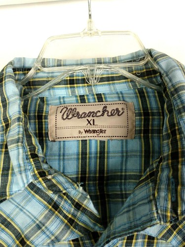 Wrangler Wrancher Vintage Western Pearl Snap L/S Shirt - Men's XL Blue Plaid - Bild 6 von 6