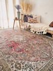 Maha Blush Faded Dark Taupe One of A Kind Area Living Turkish Rug 282x176cm