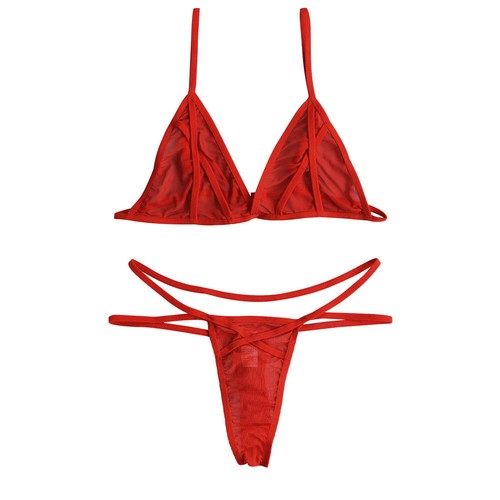 Damen Netz BH G-String Set Sexy Babydoll Dessous Nachtwäsche Unterwäsche Nachtwäsche - Bild 9 von 28