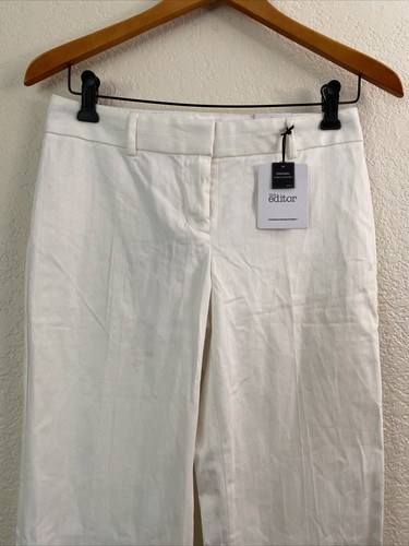 Express Design Studio Editor Dress Pants Womens Size 0 White Flare Leg NWT T42 - Picture 2 of 9