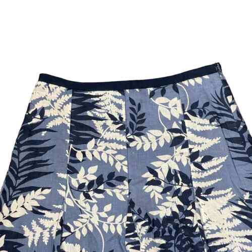 Ann Taylor Flare Skirt Size 4 Blue White Floral 100% Linen Lined Womens 30X23 - Picture 2 of 8