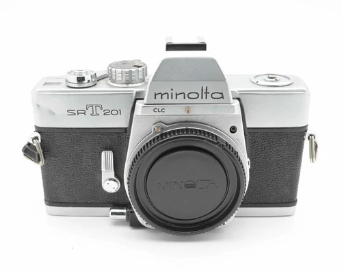 Minolta SRT 201 Silver 35mm SLR Film Camera Body with Body Cap READ (#17845)