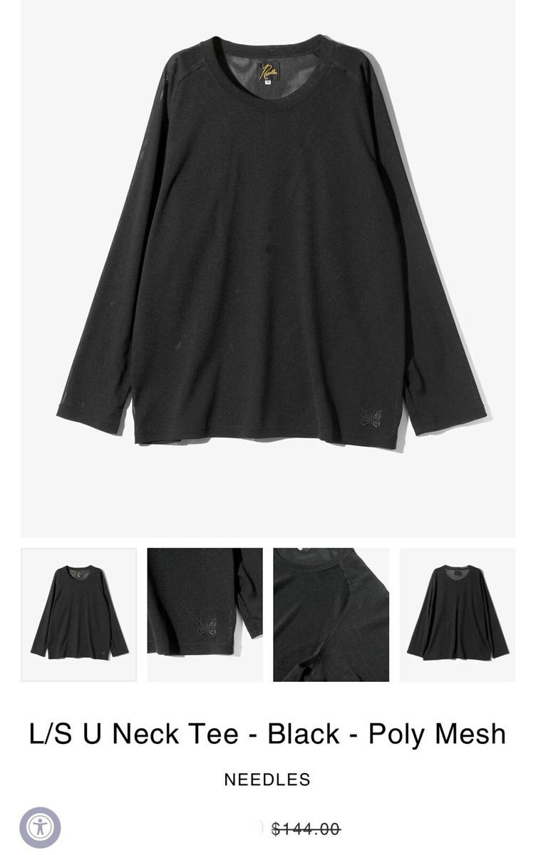 NWT 🌺 Needles Poly Mesh T-shirt Long Sleeve Black Size M NWT 🌺 Needles Poly Mesh T-shirt Long Sleeve Black Size M