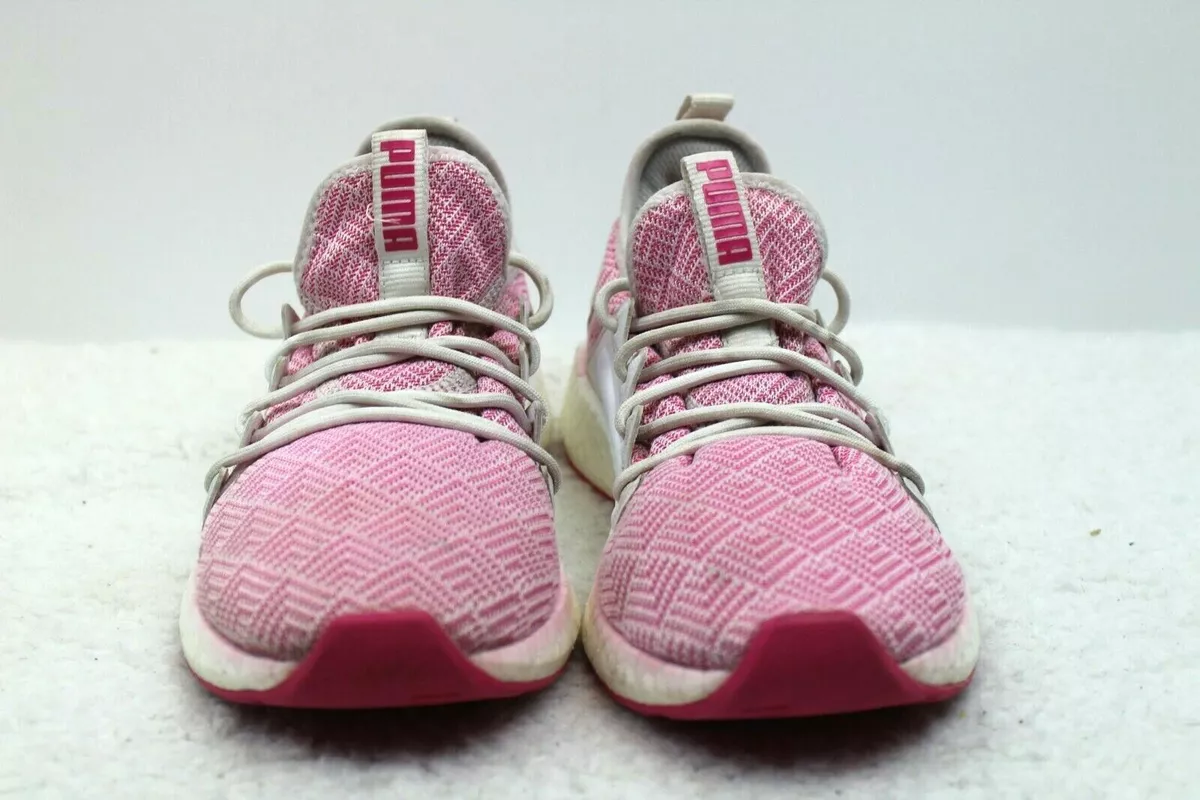 Puma NRGY Neko Stellar White Pink Knit Running Shoes Women Sz 5.5 EU37.5