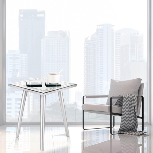 Verspiegelter Beistelltisch mit Glas verspiegelten Untersetzern Modern Silber Akzent Tisch Bling - Bild 4 von 6