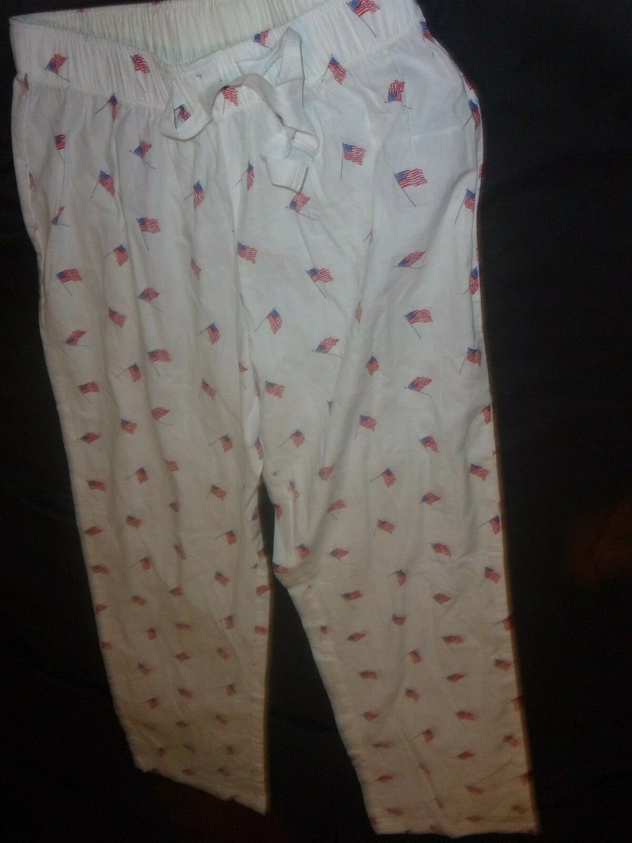 LOVE by Gap Women Pants, Casual, Pajama, Flag Print, Drawstring, Lounge XS  (B49