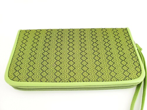 Lime Green Floral Silk Clutch Wallet Purse Credit Cards Phone dust bag New - Picture 3 of 10