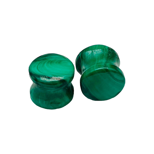 Natural Green Malachite Double Flared Round Naga Body Piercing Jewelry Ear Gauge - Picture 13 of 15