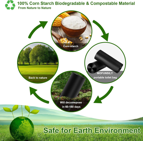 80 Compostable Camping Toilet Bags - 8 Gallon, Thickened, Biodegradable, for 5 G - Picture 3 of 6