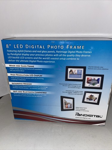 New PANIMAGE by PANDIGITAL 8" LED Wood & Glass Digital Photo Frame - 1600 Photo - Picture 2 of 3
