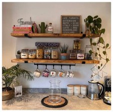 Rustic Wood Shelves Urban Reclamation Handmade Pine Steel Brackets Cup Rail