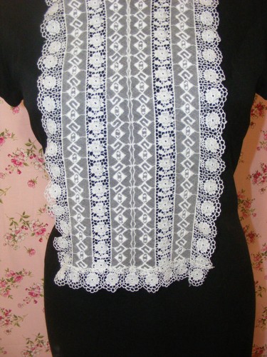 40S ENCAJE CUELLO BABERO BLANCO VESTIDO ACCESORIO ROPA VINTAGE AÑOS VERRUGA SEGUNDA GUERRA MUNDIAL - Imagen 3 de 5