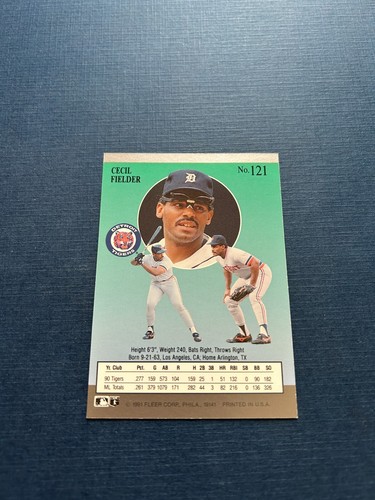 1991 Fleer Ultra Baseball Cecil Fielder #121 Set Break NM - Picture 2 of 2