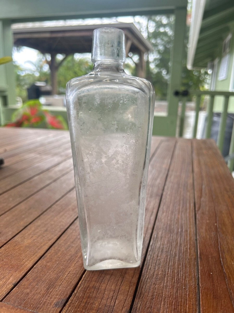 jj melchers clear liquor bottle, antique bottle, no cracks or