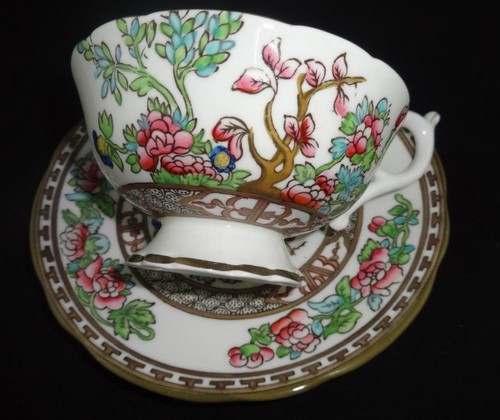 Coalport China Indian Tree Multicolor Semi Scalloped Footed Cup & Saucer Set - Picture 7 of 8