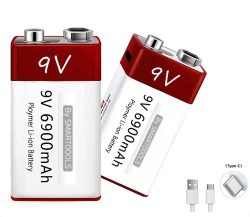 1-4x 9V Block Akku lithium-ionen poly.Battery 1800-6900mAh 1200 p.USB w.aufladb. - Bild 14 von 26