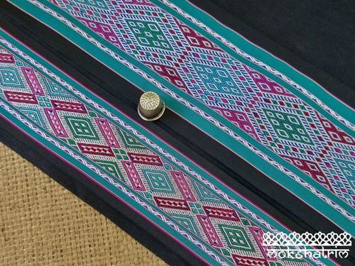 Ethnic Chinese Miao Hmong Embroidered Geometric Ribbon Tape Tribal M1911 - Picture 6 of 8