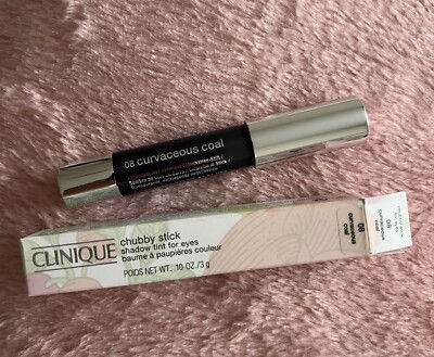 Clinique Chubby Stick Shadow Tint For Eyes - 08 CURVACEOUS COAL - .10oz./3g NEW
