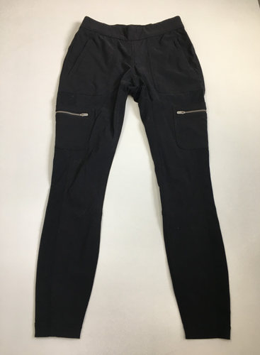 ATHLETA Womens sz 2 Black Mixed Fabric Zipper Pockets Pull On Skinny Leg Pant
