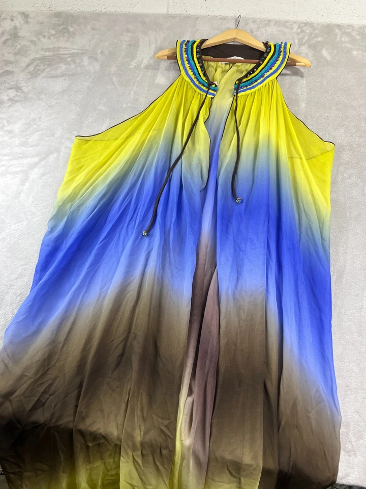 Kimono de playa largo para mujer FISICO Cristina Ferrari 100 % SEDA ombre talla pequeña Foto 2 de 4