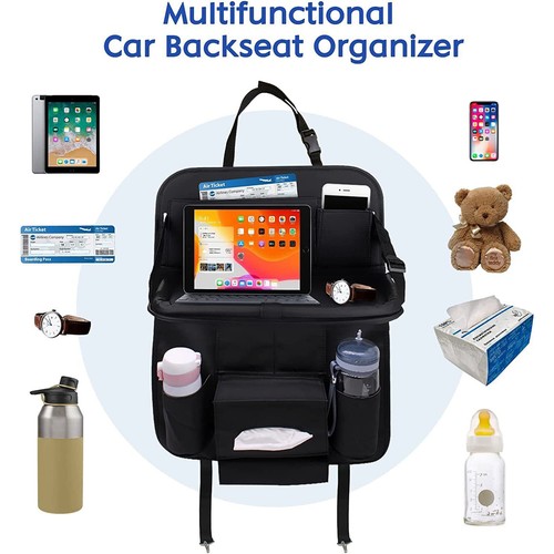 PU Leder Auto Organizer Rücksitz,Rücksitz Organizer für Kinder mit Tischschale - Bild 6 von 12