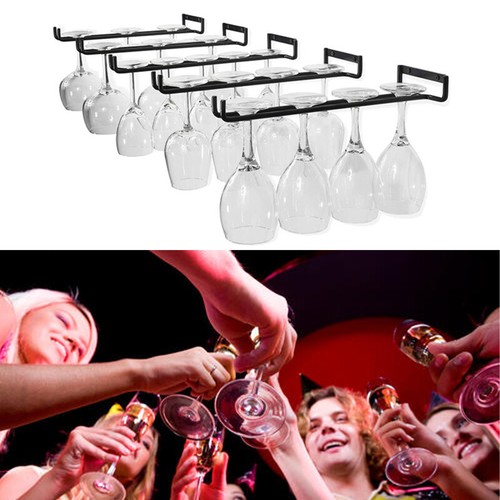 30cm Stemware Wine Glass Rack Wall Mountable Wrought Iron Black AUH G JL - Picture 5 of 8