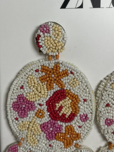 New ZARA Multicolor Earrings Beaded Dangled Statement Aesthetic Floral Y263J - Picture 5 of 9