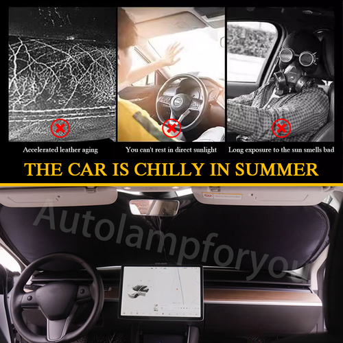 For Tesla model 3 Windshield Sun Shade Visor Foldable UV Heat Block Window Cover - Bild 5 von 14