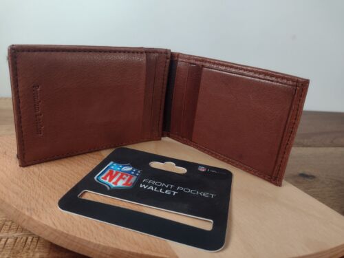 New England Patriots Men's Leather Wallet - Brown Front Pocket Wallet - NFL - Picture 8 of 16