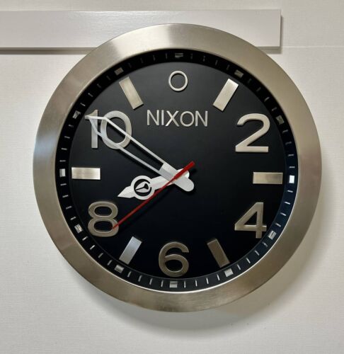 Nixon Wall Clock Large Analog Clock Round Black × Silver 23.5in