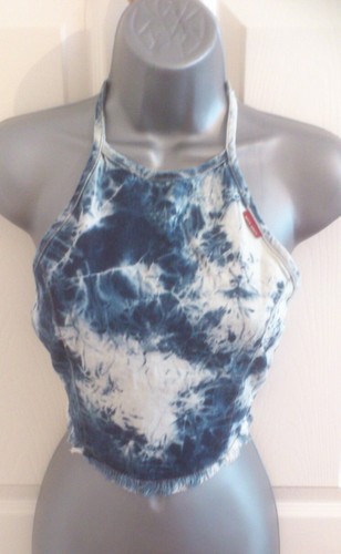 Miss Sixty vintage Y2K denim tie dye halter top XS (6-8) BNWT RRP £58 - Picture 2 of 5