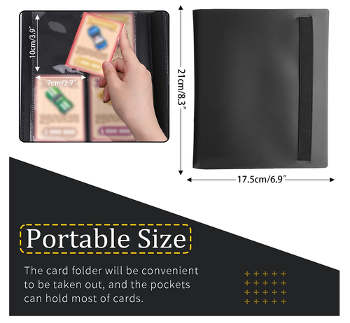 Black Trading Card Binder, 4 Pocket Folder, Side Loading, Holds 160 Cards - Foto 2 di 4