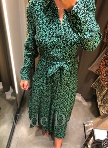 ZARA-NEW-PRINTED-SHIRT-DRESS-LONG-MIDI-MAXI-GREEN-BLACK-FLORAL-BELT-SIZE-XS-XXL