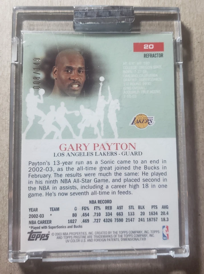 2003-04 Topps Pristine Refractor Gary Payton /149 Lakers Uncirculated #20 - Image 2 of 2
