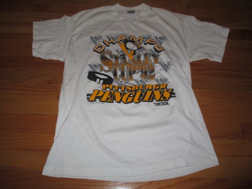 92 PITTSBURGH PENGUINS Stanley Cup Champs LG T-Shirt MARIO LEMIUEX JAROMIR JAGR - Picture 2 of 2