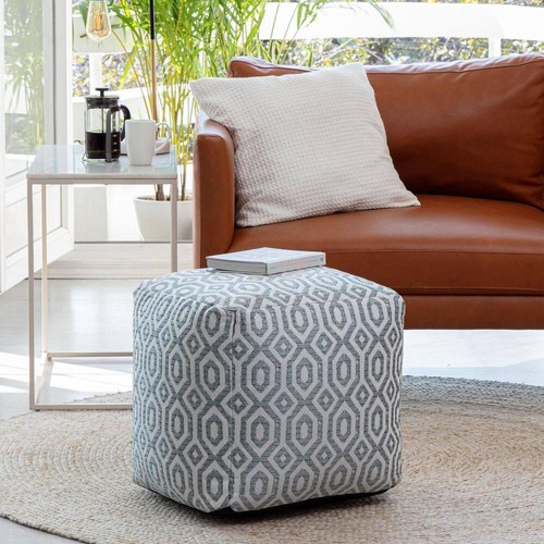 Anji Mountain Zuma türkis 18 Zoll x 18 zoll x 18 zoll Hocker türkis und elfenbeinfarben - Bild 6 von 7