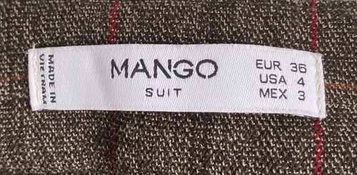 MANGO ANZUG HOSE GR 36 (EUR) / 8 (UK) BRAUN ROT KARIERT SCHMAL ZULAUFENDES BEIN TASCHEN - Bild 3 von 8