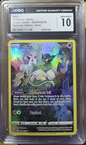 Pokémon CGC 10 Gem Mint Mew Ultra Rare Holo GG10/GG70 Crown Zenith 2023 Card