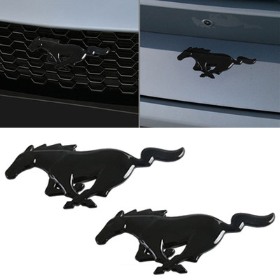 For Ford Mustang 2024 2025 2026 Glossy Black Front+Rear logo Emblem Cover Trim