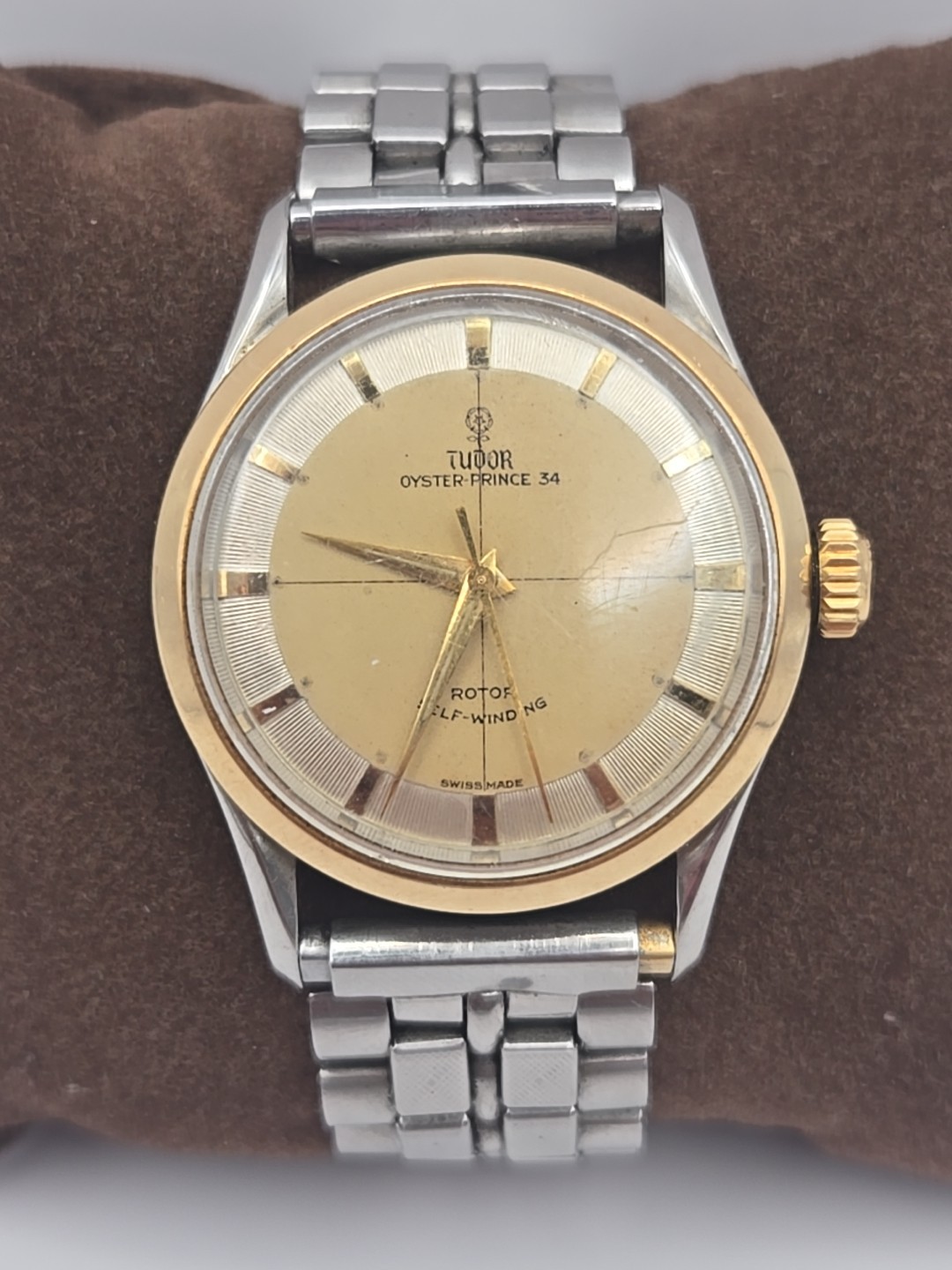 Rolex Gold 2 Prince Oyster Winding Company by 34 Watch Steel Tone Self Tudor - vintagewatches.pk