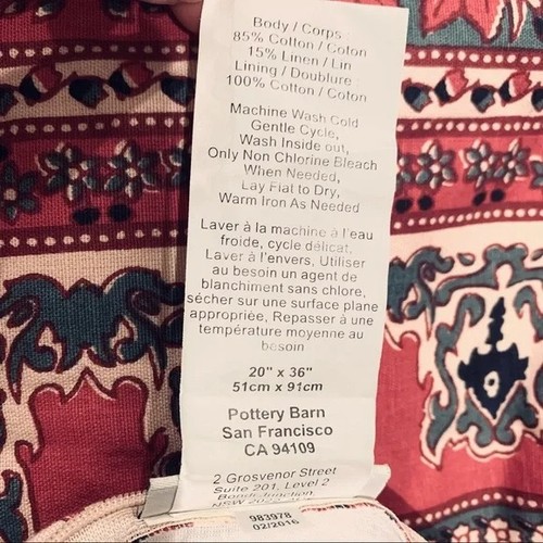 NEW Pottery Barn Isabella Kalamkari Floral Lumbar Pillow Cover Sham Lumbar NWT - Picture 9 of 9