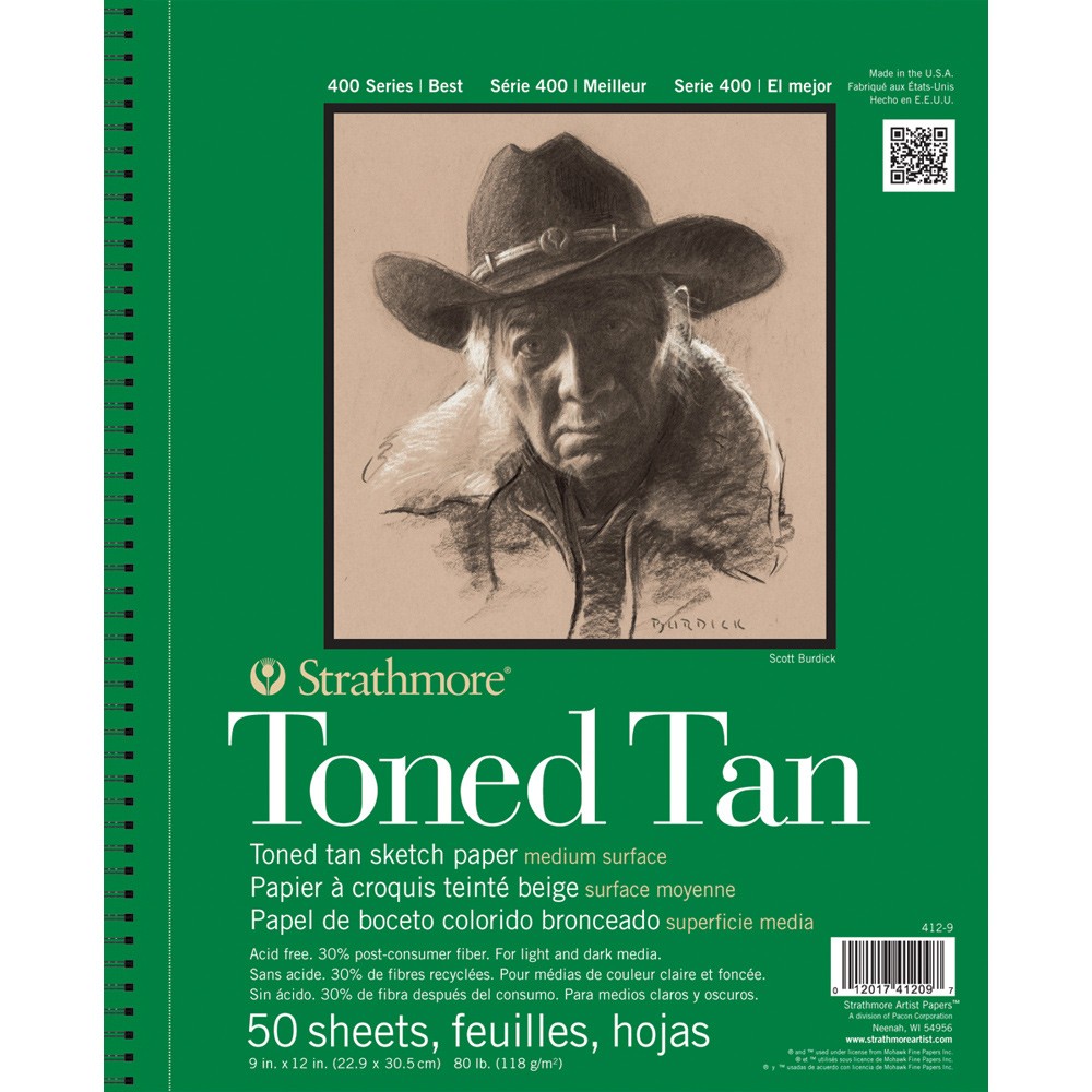 Strathmore : 400 Series : Toned Tan : Sketch Pad : 9x12in (Apx.23x30cm) : 50 ...