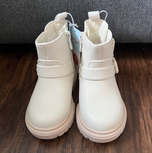 Cat & Jack Combat Boots Evie Toddler Girls Sz 5 Moto Chunky Cream - Picture 2 of 8