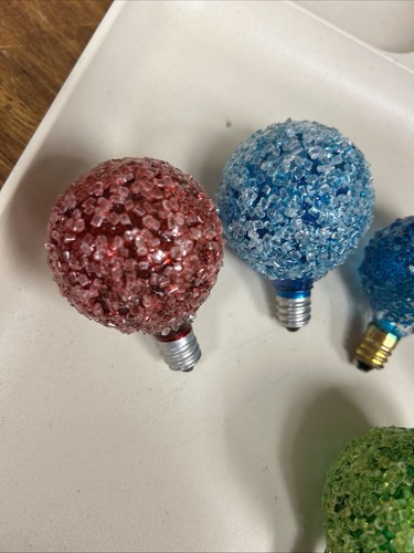 5 VINTAGE geprüfte GE ICE Weihnachtsglühbirnen ZUCKERGEFROST Schneebälle ungetestet  - Bild 4 von 6