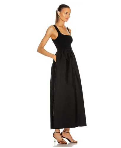 MATTEAU Knit And Cotton Maxi Black Classic Dress $620 Size 10 - Picture 4 of 13